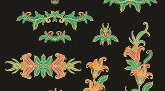 وکتور اسلیمی گل و بوته سبز