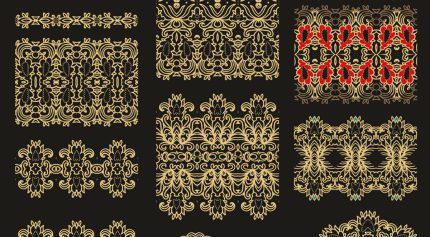 وکتور اسلیمی گل و بوته و حاشیه