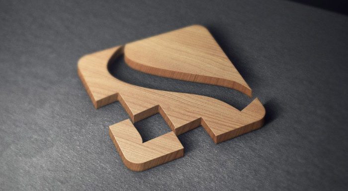 موکاپ 3D لوگو چوبی روی زمین