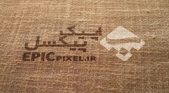 موکاپ لوگو روی پارچه کنفی