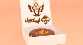 موکاپ لوگو روی جعبه دونات