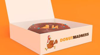 موکاپ لوگو روی جعبه دونات