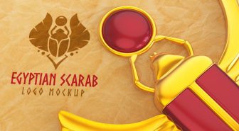 موکاپ لوگو در کنار نماد سوسک مصری