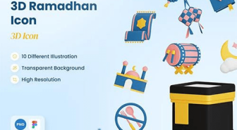 مجموعه 10 آیکن رمضان 3 بعدی آبی