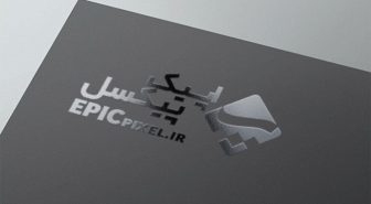 موکاپ لوگو UV براق روی کاغذ مشکی