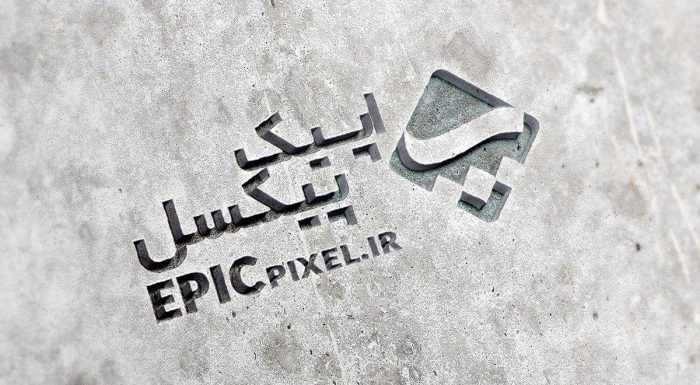 موکاپ لوگو تراشیده شده روی سنگ