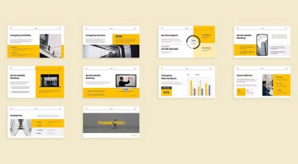 قالب پاورپوینت شرکتی مدرن زرد و سفید