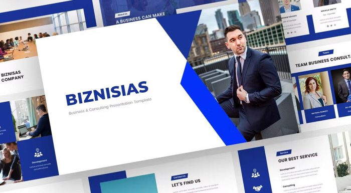 قالب پاورپوینت شرکتی بیزنیسیاس آبی و سرمه ای