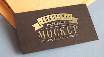 موکاپ لوگو طلایی روی کارت ویزیت کتان