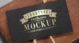 موکاپ لوگو طلایی روی کارت ویزیت کتان