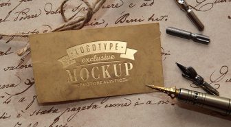 موکاپ لوگو طلایی روی کارت ویزیت کتان