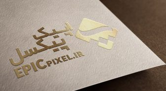 موکاپ لوگو طلایی روی کاغذ از نمای نزدیک
