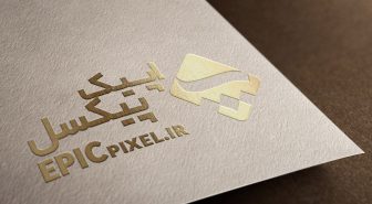 موکاپ لوگو طلایی روی کاغذ از نمای نزدیک