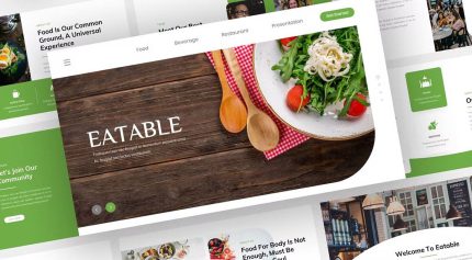 قالب پاورپوینت غذا ایتبل با رنگ سبز