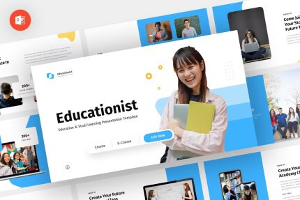 قالب پاورپوینت آموزشی اژوکیشینست با رنگ آبی