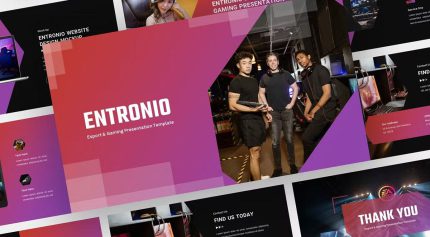 قالب پاورپوینت اسپورت گیم انترونیو با رنگبندی بنفش ، قرمز