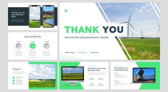 قالب پاورپوینت انرژی بادی و خورشیدی ژئوفول سبز و سفید