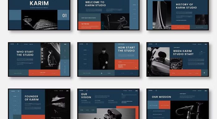 قالب پاورپوینت تجاری کریم با رنگبندی تیره