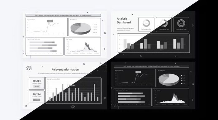 قالب پاورپوینت داشبورد شاخص کلیدی عملکرد دودل سیاه سفید