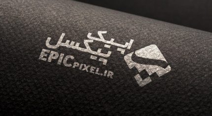 موکاپ لوگو نقره ای روی کاغذ طرح دار مشکی