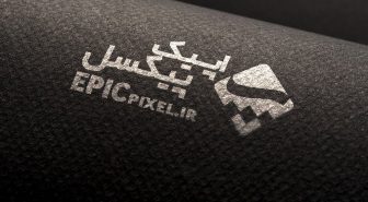 موکاپ لوگو نقره ای روی کاغذ طرح دار مشکی