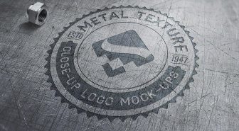 موکاپ لوگو روی سطح فلزی
