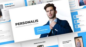 قالب پاورپوینت نمونه کار و معرفی شخصی پرسونالیز آبی