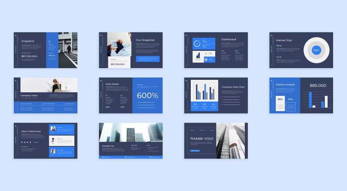 قالب پاورپوینت پروفایل شرکتی آبی روشن و تیره