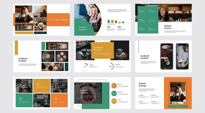 قالب پاورپوینت کسکارا سبز و نارنجی