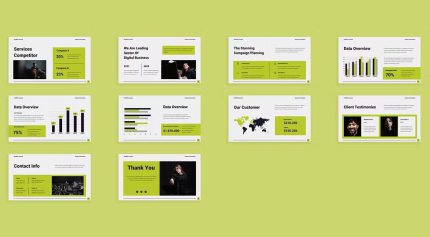 قالب پاورپوینت شرکتی و تجاری با رنگ لیمویی