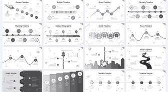 قالب پاورپوینت جدول زمانی پروژه دودل سیاه سفید