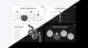 قالب پاورپوینت جدول زمانی پروژه دودل سیاه سفید