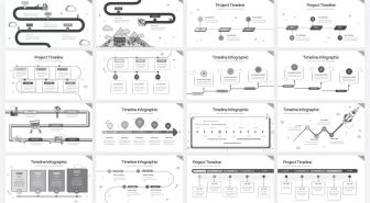 قالب پاورپوینت اینفوگرافیک جدول زمانی پروژه سیاه سفید