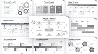 قالب پاورپوینت اینفوگرافیک جدول زمانی پروژه سیاه سفید