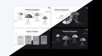 قالب پاورپوینت اینفوگرافیک جدول زمانی پروژه سیاه سفید