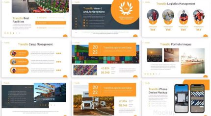 قالب پاورپوینت لجستیک ترانزگو با سه رنگ مختلف
