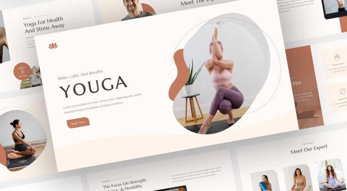 قالب پاورپوینت طرح یوگا با رنگبندی کرم