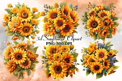 عکس های دوربری شده گل های آفتابگردان سه بعدی