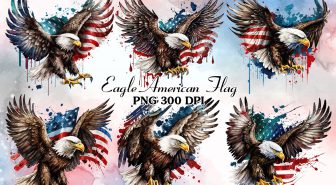 عکس های دوربری شده عقاب و پرچم آمریکا آبرنگی