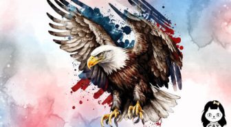 عکس های دوربری شده عقاب و پرچم آمریکا آبرنگی