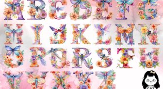 عکس های دوربری شده الفبای انگلیسی سنجاقک و گل