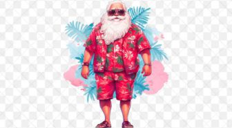 عکس های دوربری شده بابانوئل با لباس تابستونی قرمز