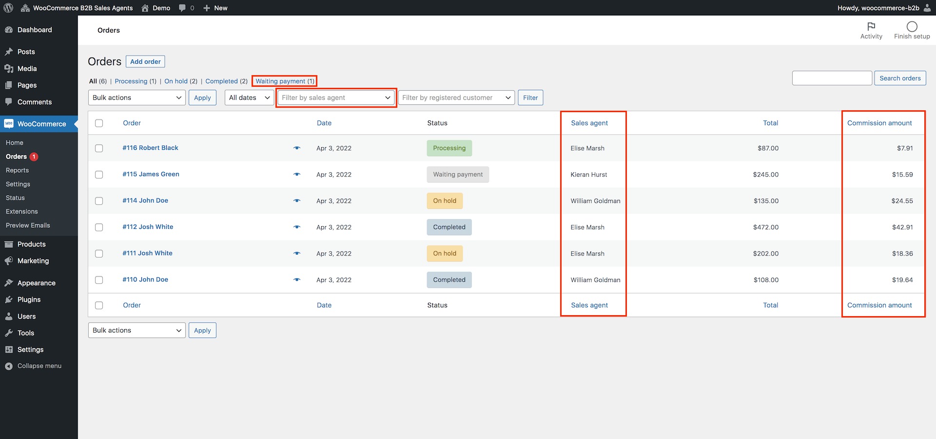 افزونه WooCommerce B2B Sales Agents