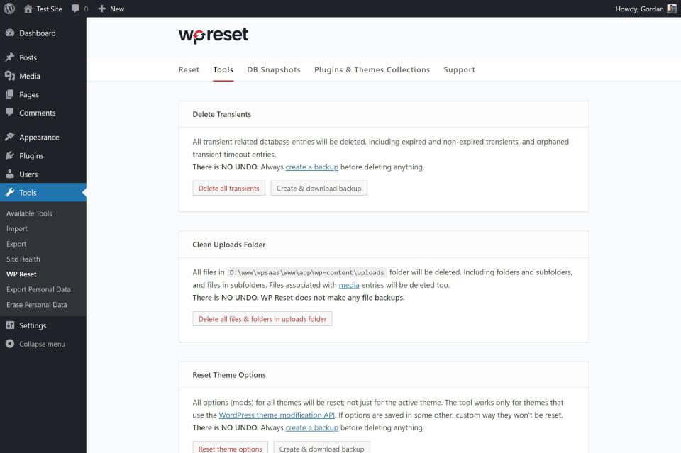 افزونه WP Reset Pro بازیابی یا ریست وردپرس پرو
