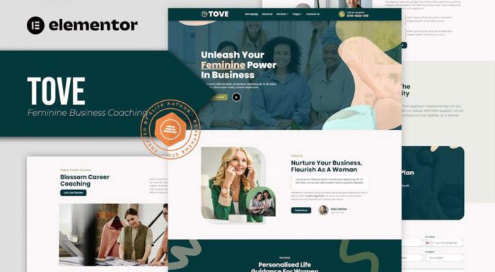 تمپلیت کیت Tove مربیگری کسب و کار توه المنتور