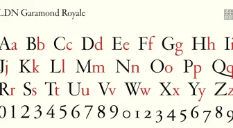 حروف فونت انگلیسی garamond