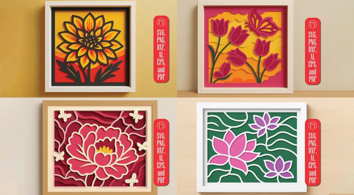 دانلود 4 طرح کاردستی کاغذی جعبه گلدار 3 بعدی