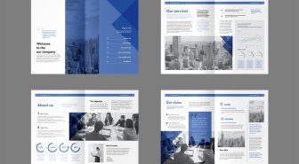 دانلود بروشور لایه باز شرکتی آبی Company Profile