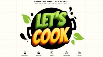دانلود افکت متن سه بعدی آشپزی سبز و نارنجی