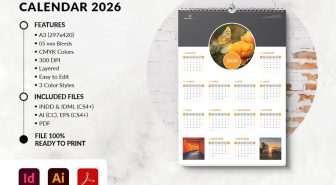 دانلود تقویم لایه باز دیواری میلادی 2026 Wall Calendar